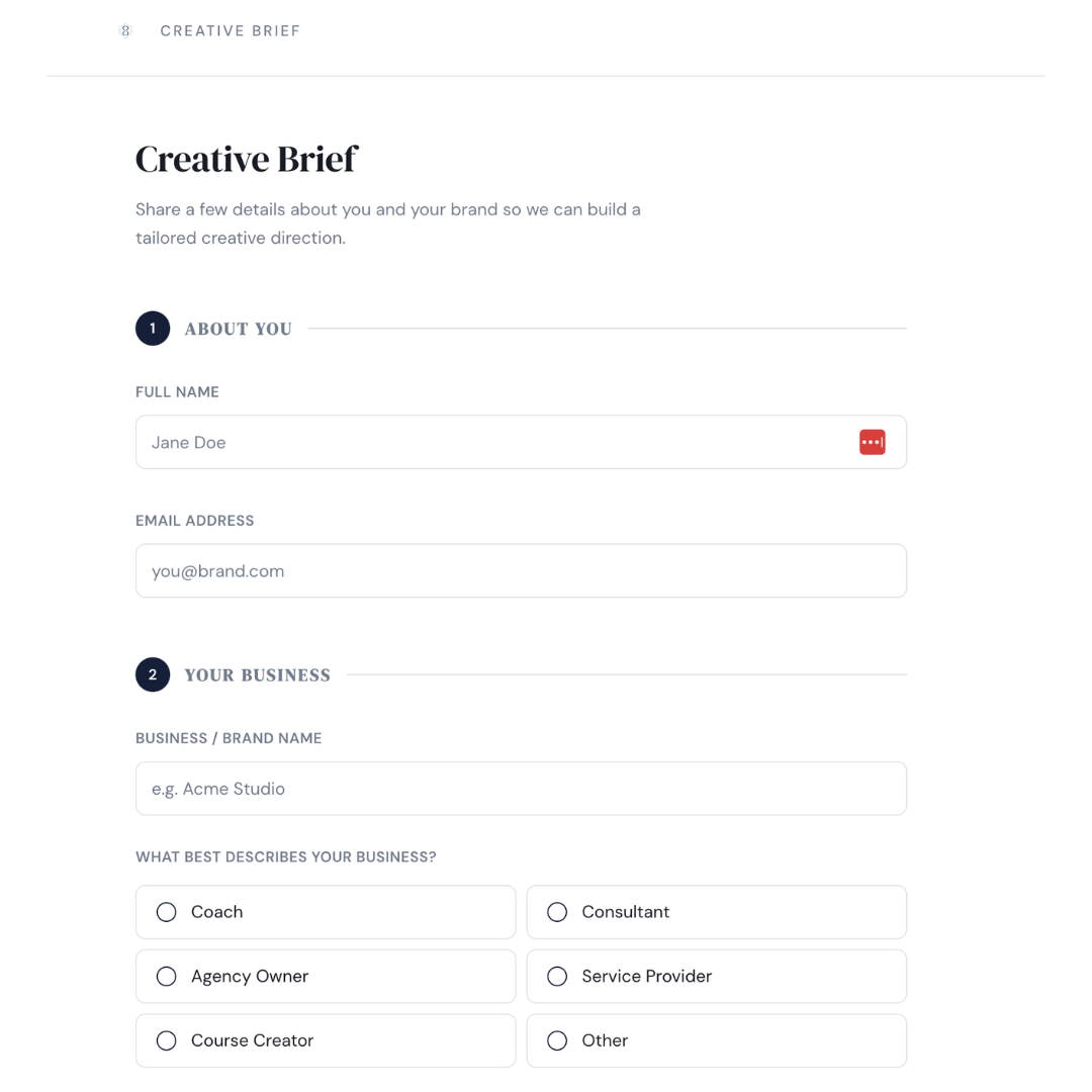 Creative brief questionnaire