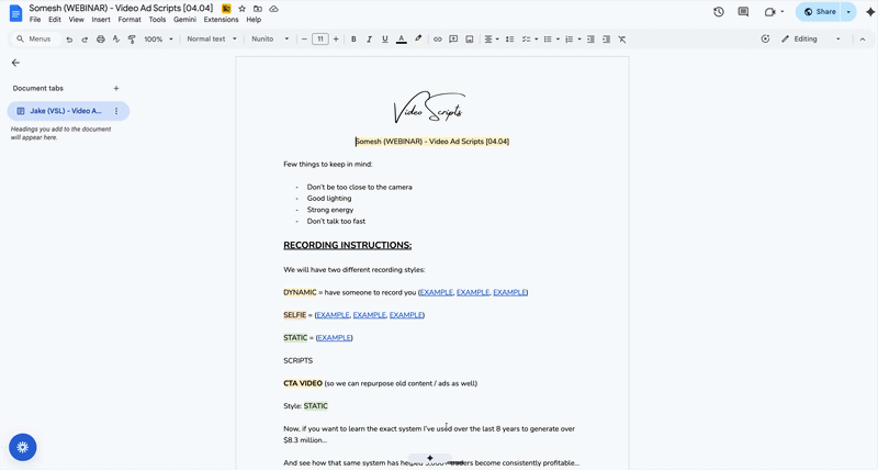 Scriptwriting preview